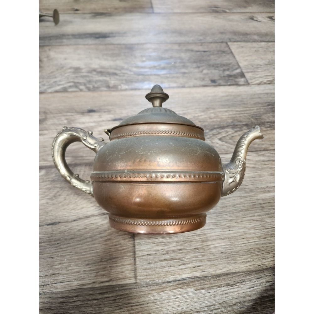 Antique Rochester Stamping Works Copper Nickel Teapot Kettle Victorian 1890s